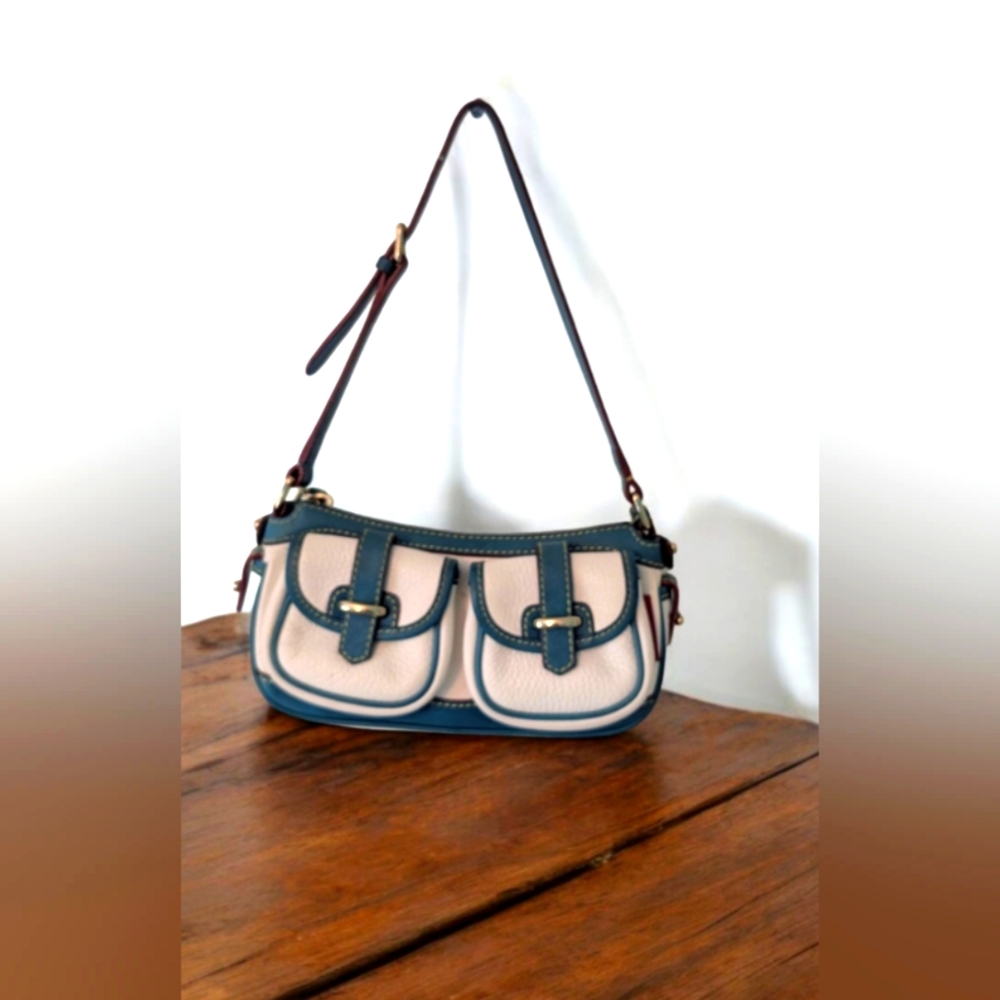 Dooney And Bourke Well Maintained Chic Green and White Shoulder Bag